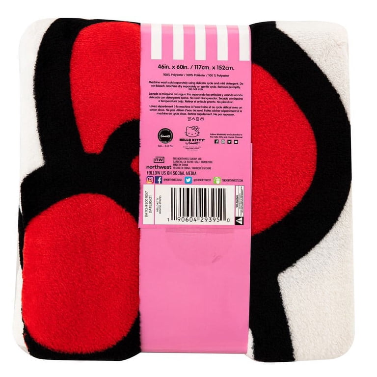 Serviette De Bain Hello Kitty Herding Velours 75x150cm 100% Coton Rose