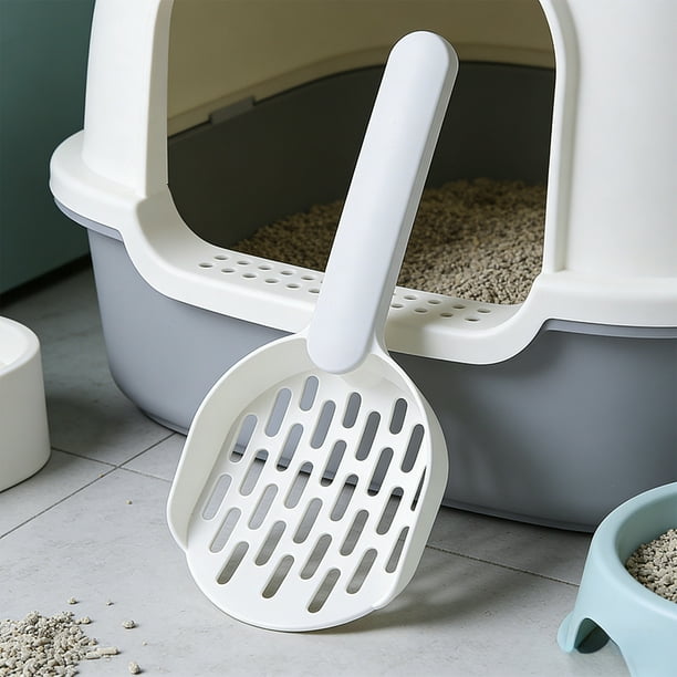 Arena para gatos con pala, resistente y duradera, de malla, fácil de limpiar, apta para cajas de arena.