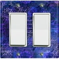 thumbnail image 1 of Metal Light Switch Plate Outlet Cover (Blue Wallpaper Letter Damask LET005), 1 of 13