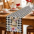 thumbnail image 5 of Bunny Easter Table Runner - 120 Inch Long Black Plaid Spring Floral Pastoral Retro Art Cotton and Linen Blended Dress Scarves Farmhouse Table Runner for Kitchen Dining, Coffee Table, 13" x 120", 5 of 8
