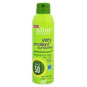 (2 Pack) Alba Botanica Very Emollient Clear Spray Sunscreen SPF50 Fragrance Free 6 Ounce
