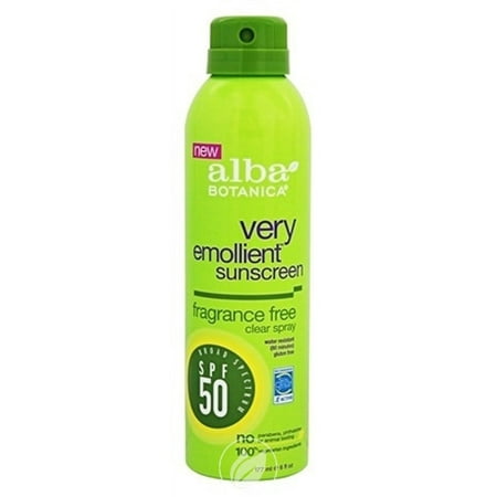 (2 Pack) Alba Botanica Very Emollient Clear Spray Sunscreen SPF50 Fragrance Free 6 Ounce