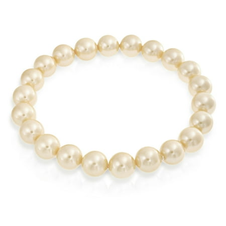 3 Strands Stretch Bracelet - Bling Jewelry Simulated Pearl Bridal Stretch Bracelet 8mm