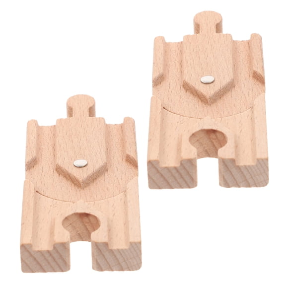 HAMPPLIES 2Pcs Train Accessories for Kids Wood Track Trains Rectangular Blocks for Playtime and Education
