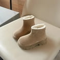 thumbnail image 2 of XXWXYD Boys Snow Boots Girls Spring Autumn Winter Little Girl Fashion Plus Velvet Warm Back Zipper Cotton Shoes Medium and Large Children Soft Sole Children's Boots(6-7 Years,Khaki), 2 of 9