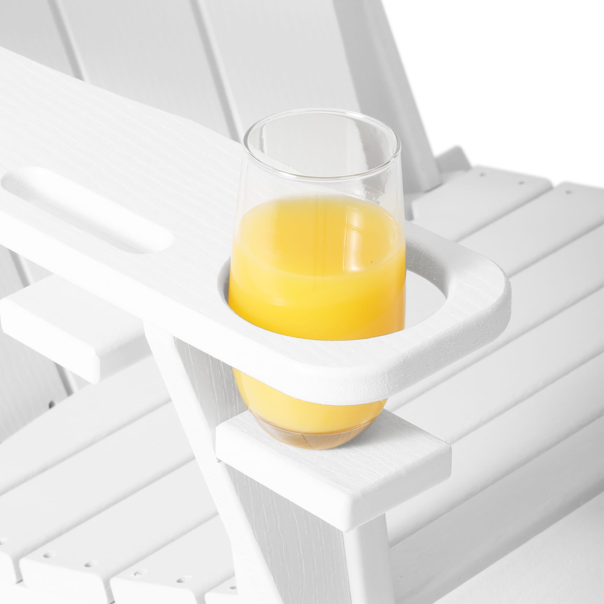 WestinTrends Nantucket Outdoor Patio HDPE Resin Adirondack Chair With Cup Holder and Phone Holder, White
