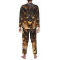 thumbnail image 7 of Salouo Cool Black Gold Dragon Print Button-Front Long Sleeve Pajama Set for Men, Soft 2Pjs Men's Long Sleeve Sleepwear -Large, 7 of 7