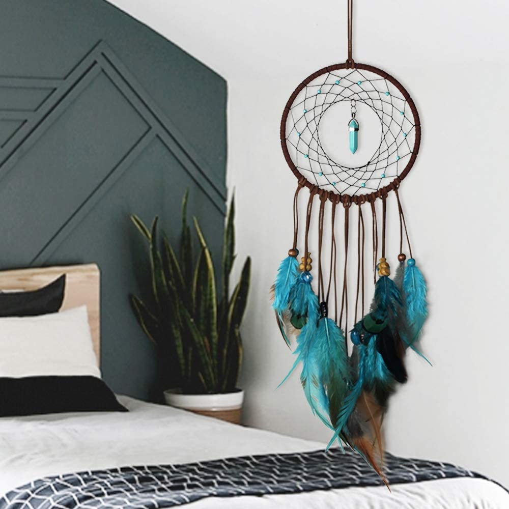 Dream Catcher Blue Feather Boho Dream Catchers for Boys Native Turquois