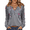 Grey Floral HF36, variant on Fall Tops for Women Long Sleeve Color Block Shirts Button Up Tunic Blouse Soft Cotton T Shirt V Neck Tops