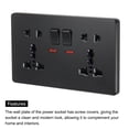 thumbnail image 4 of UK US Socket Double Multi Switched Power Outlet Black 250V 13A 146mmx88mm 2 Pcs, 4 of 5