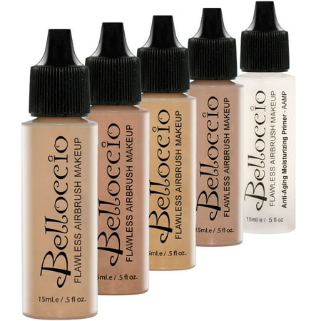 Belloccio MEDIUM Airbrush Makeup FOUNDATION SET Mid Tone Shade Face Cosmetic (The Best Airbrush Foundation)