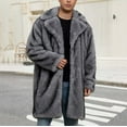 thumbnail image 2 of ZUKMRJPC Men's Vintage Faux Fur Coat Solid Color Lapel Soft Comfy Open Front Cardigans Long Sleeve Loose Fit Warm Thick Winter Long Coats, 2 of 8