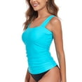 thumbnail image 4 of RELLECIGA Women's Bandeau Ruched Tankini Top Swimsuits Modest Bathing Suits, 4 of 9
