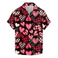 thumbnail image 2 of Valentine T-Shirt for Men Heart Printed Short Sleeved Lapel Shirt,Valentines Gift Ideas for Him Shirt, 2 of 5