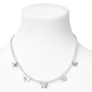 Claires Silver Butterfly Charm Chain Necklace