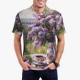 thumbnail image 1 of Balery Lilacs Teapot Scenic Painting Camisa Polo de Hombre con Estampado, de Manga Corta y Tejido Medio, Camisa Tipo Golf Polo-Small, 1 of 6