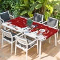 thumbnail image 2 of Red Snowman Christmas Table Cloths for 3 Foot Rectangle Tables, Xmas Snowflake Winter Ball Patio Waterproof Elastic Fitted Tablecloths, Washable Rectangular Table Cover for Camping, 2 of 8