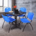 thumbnail image 2 of Kobe 30in. Square Breakroom Table- Grey & 4 'M' Stack Chairs- Blue, 2 of 8