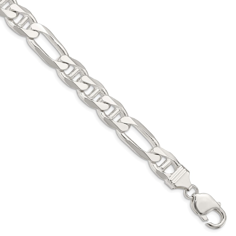 FB Jewels Solid Sterling Silver 7.75mm Figaro Anchor Chain