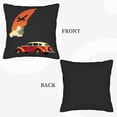 thumbnail image 6 of Vintage Red Car & Airplane Throw Pillow Covers - Set of 2 18x18in Cushion Cases for Couch Bed Car - Retro Design with Cream Fenders & Orange Sun, 6 of 8