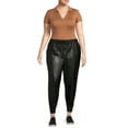 thumbnail image 2 of Dollhouse Junior's Young Adult Plus Vegan Sleek Stretch Leather Jogger Pants Reduced Clearance, 2 of 5