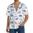 thumbnail image 3 of Xecao offers the Dinosaur for Men's Casual Short-sleeved Shirt, a button-up collared shirt with a pocket, perfect for beach vacations and yacht travel in the Medium size., 3 of 7