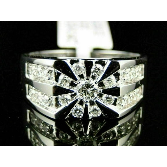 2.00Ct Mens Round Lab Created Diamond Cluster Wedding Ring 14k Solid White Gold