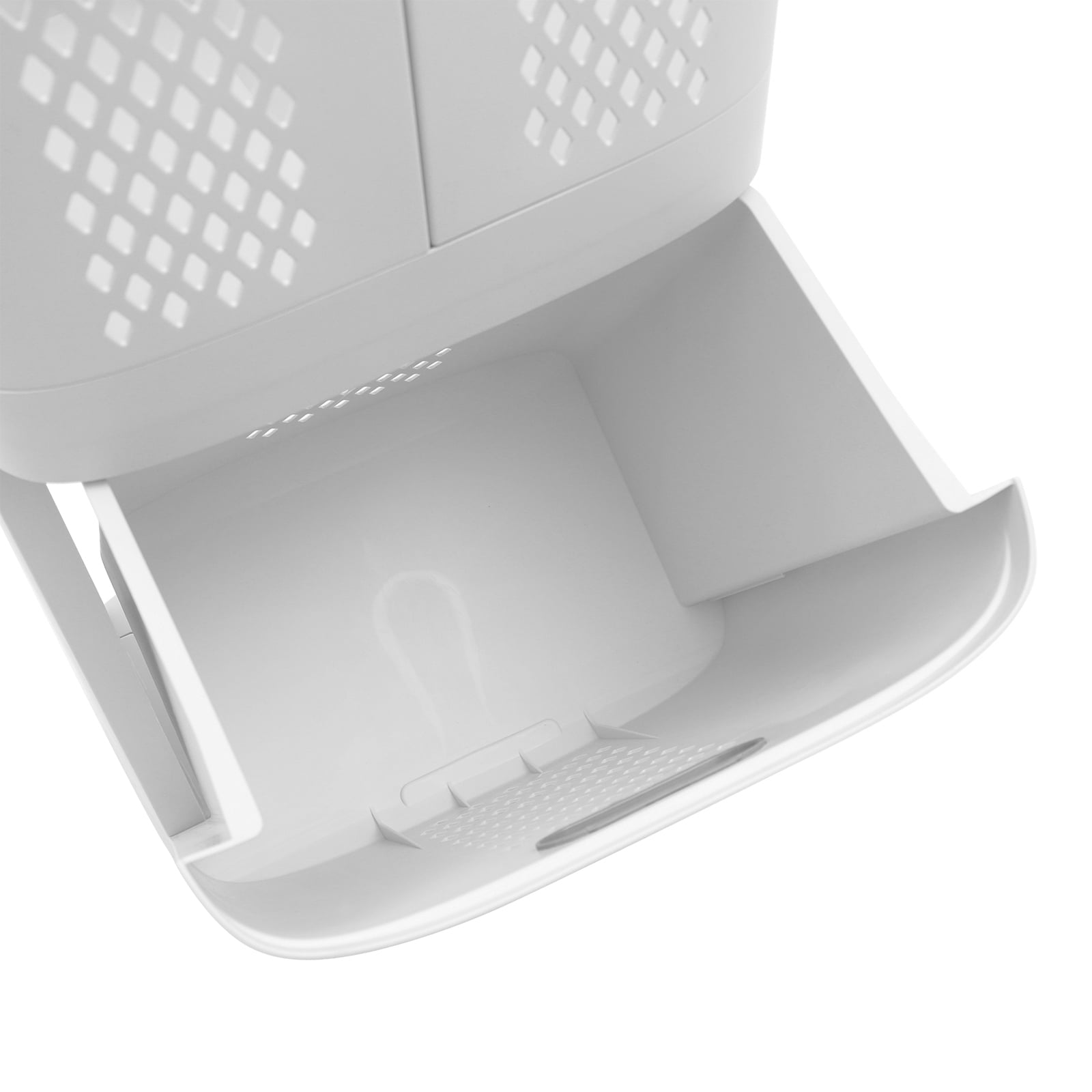 2 Tier PP Vertical Rolling Laundry Cart with 4 Wheels 3 Removable Hollowed Out Laundry Hampers for Laundry, Towels, Blankets and Bathroom Organization