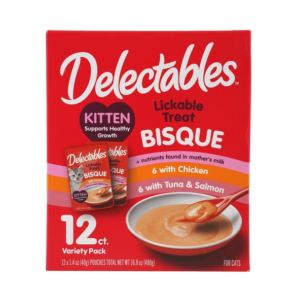 Wet Kitten Treat Hartz Delectables Atún y Salmón 12 unidades 480 ml