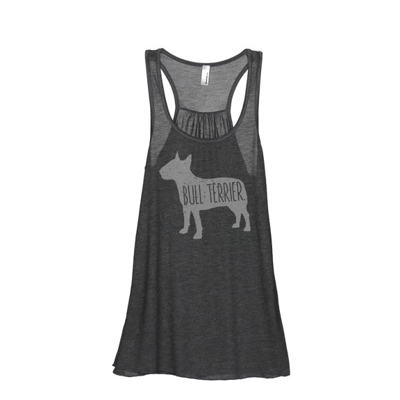 Thread Tank Bull Terrier Dog Silhouette Women's Sleeveless Flowy Racerback Tank Top Charcoal Small