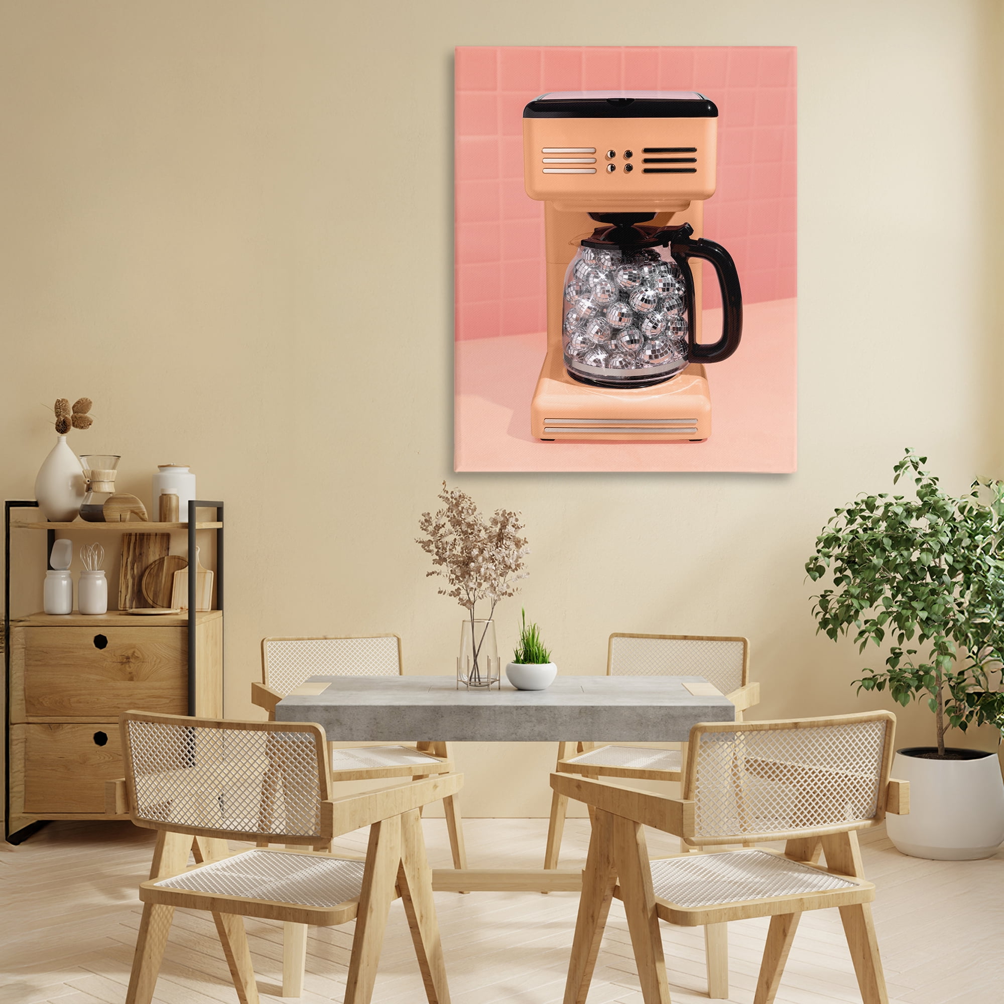 Stupell Industries Disco Coffee Maker over Orange Canvas Wall Art, design by LISH Creative
