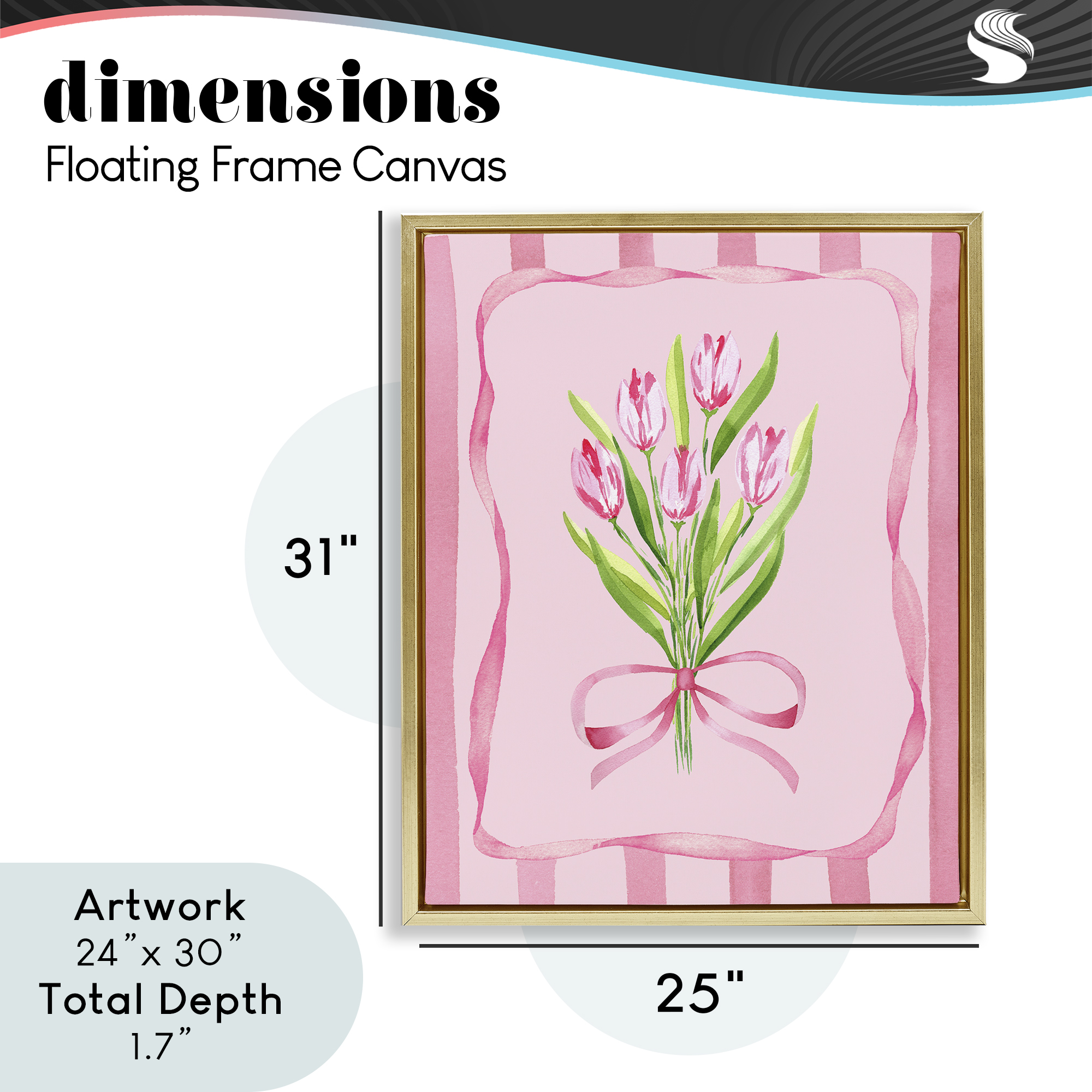 Pretty And Sweet Tulips Gold Framed Floater Canvas Wall Art, design by Nina Jacobs