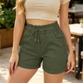 thumbnail image 3 of Elastic Shorts for Women Drawstring Casual Shorts Solid High Waist Short Pants with Pockets Rolled Hem Summer Shorts Loose Work Shorts Daily Wear, 3 of 6