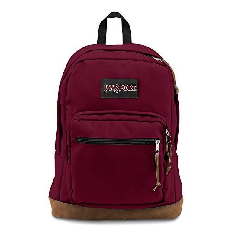 Dark Red Burgundy Leather Bottom Jansport Backpack Jansport Backpack Cool Student Red Maroon Faux Leather  main image 4