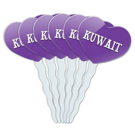 Kuwait Heart Love Cupcake Picks Toppers - Set of 6