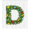 thumbnail image 3 of Ambesonne Letter D Shower Curtain, Happy Christmas Pine, 69"Wx84"L, Multicolor, 3 of 3