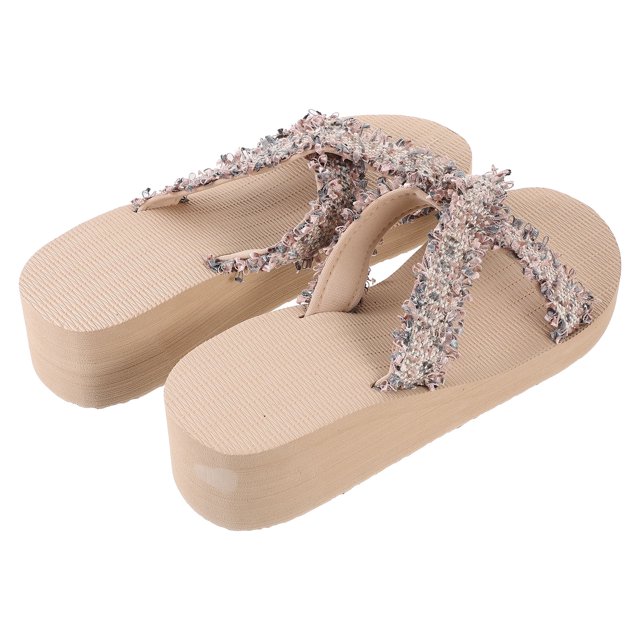 YSNOOWE 1Par Sandalias Beige De Imitación Paja Material Premium Resistentes Para Uso Prolongado