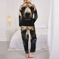 thumbnail image 3 of KLL Urban Bear With Headphones Print Women's Long Sleeve Pajamas with Pants Sleepwear Loungewear 2 Set-XX-Large, 3 of 8