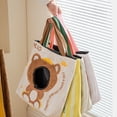thumbnail image 4 of Portable Cat Carrier Tote Bag, Brown Bear Canvas Pet Shoulder Bag with Peek Hole for Cats Small Dogs, 4 of 4
