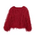 thumbnail image 7 of JGGSPWM Women's Cozy Shaggy Faux Furry Winter Outwear: Warm Long Sleeve Coat Jacket Red 3XL, 7 of 7
