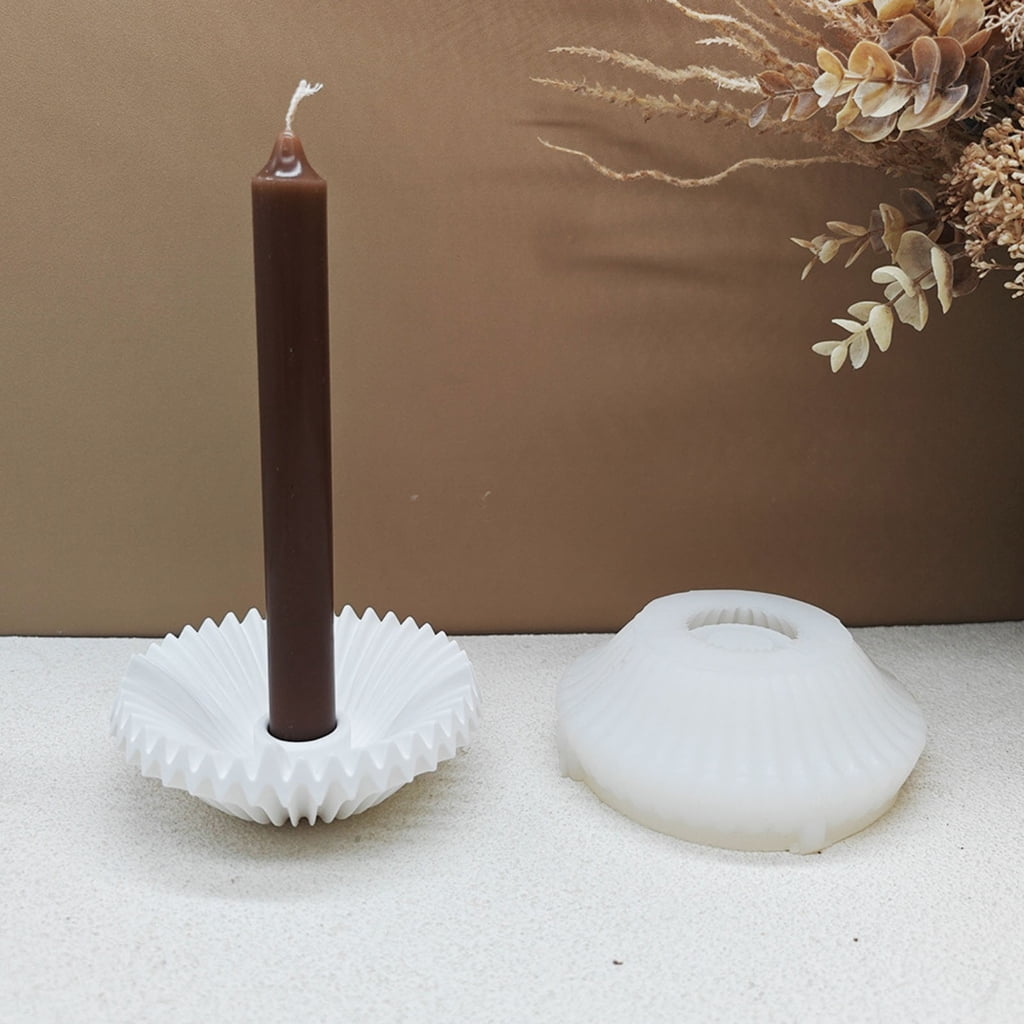 Striped Dish Silicone Candle Stand Mold For Candlestick Candle Holder Epoxy Resin Craft Heat Resistant Resin Tray Molds