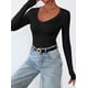 thumbnail image 5 of Remera PRETTYGARDEN Cuello en V Manga Larga Ajustada Negra Talle S, 5 of 8