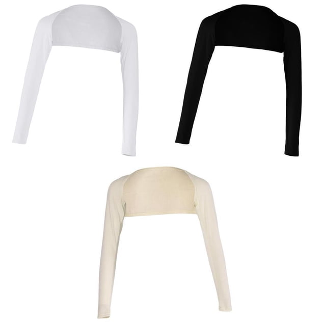 Milaget 3pcs Islamic Ladies Ramadan Solid Shoulder Open Cropped Full Arm Cover Shrug