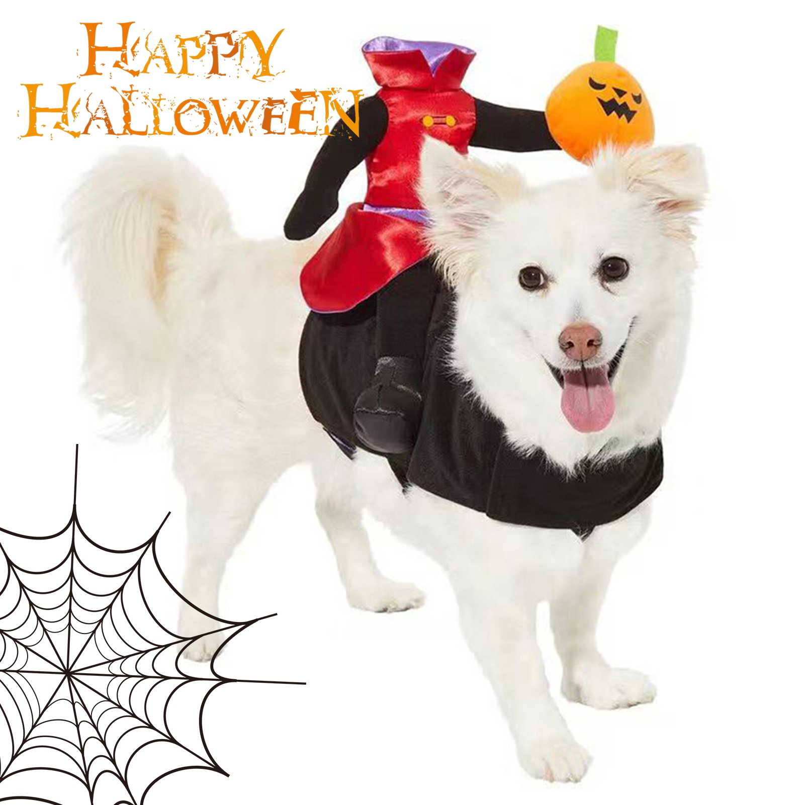 Hadanceo Pet Costume Chucky Inspired Halloween Pet Costume Pumpkin Ride