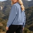thumbnail image 7 of Zpanxa Bomber Jacket Women Short Plus Size Zip Up Stand Collar Casual Coat with Pockets Light Blue L, 7 of 7