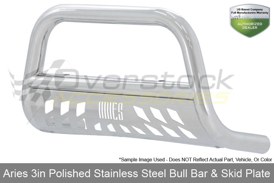Aries Automotive B35-3007 Black Bull Bar with Stainless Steel Skid Plate