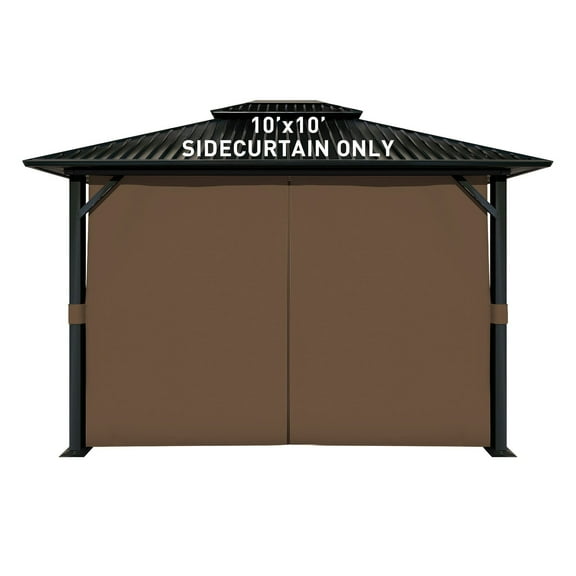 Aoodor 10' x 10' Gazebo Curtain Set Protecting Privacy Side Walls 4 Panels, Curtain Only - Brown