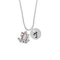 thumbnail image 2 of Delight Jewelry Silvertone Large Filigree Frog Silvertone Script Initial Disc - F - Charm Necklace, 20"+3", 2 of 4