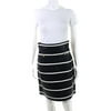 Escada Womens Back Zip Striped Leather Mini Skirt Blue White Size IT 34