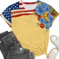 thumbnail image 4 of Xdegoge 4th of July Patriotic T Shirt for Women USA American Flag Short Sleeve Crewneck Stars and Stripes Floral Botanical Print Casual Loose Fit Lightweight Summer Tops, 4 of 5